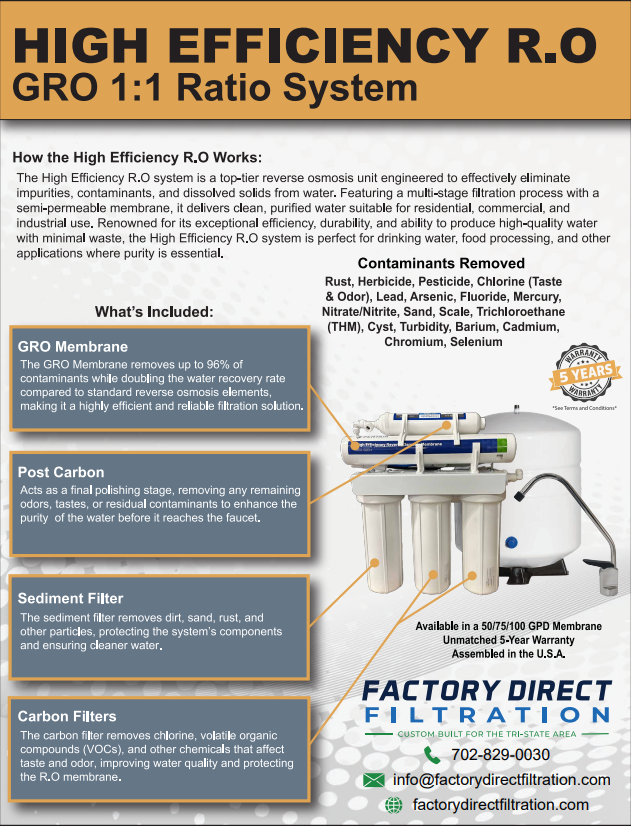 High Efficiency RO System Specification Sheet