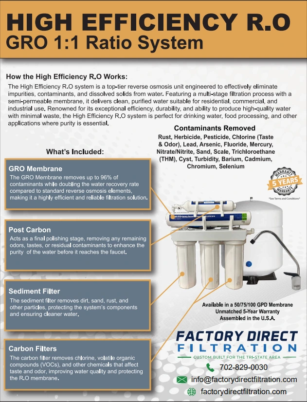 High Efficiency RO System Specification Sheet